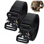 Kuesn Men's Tactical Belt, Work Belts for Men Military Webbing Riggers Web Belt Heavy-Duty Quick-Release Buckle for Military Work Outdoor Sports and Daily Casual Using (2, Black)