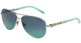 Tiffany Sun 0TF3049B Full Rim Pilot Woman Sunglasses - Size 58 (Silver/Azure Gradient Blue)