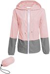 Raincoat for Women Lightweight Waterproof Travel Rain Jackets Packable Outdoor Hooded Windbreaker Rain Poncho(Light Pink M)