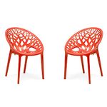 Oaknest Unboxing Furniture OAKNEST Crystal Oversized Designer Indoor/Outdoor Plastic Chair for Home (Color: Bright Red | Count: 2 Pc)