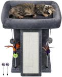 TWDEPART Cat Tree Cat Tower with Cat Scratching Post for Indoor Cats,Activity Centre Climbing Tree Cat Furniture with Playful Toy Balls,Grey…