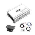 Pyle PLMRC500X1 1000 Watt Peak Power Mono-Block Weather Resistant Class D Compact Audio Amplifier System with Marine Grade 8 Gauge Amp Wiring Installation Kit