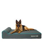 The Dog’s Bed Orthopaedic Dog Bed XL Grey with Blue Trim 117x71x15cm, Waterproof Memory Foam Dog Bed