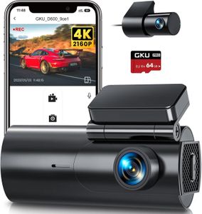 GKU 4K Dual Dash Cam with 64GB SD Card – Front and Rear Car Camera