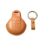 HIBEYO Keychain, Vegetable Tanned Cowhide Leather Key Case for BMW Mini Cooper One Clubman F54 F55 F56 F57 F60, Yellow