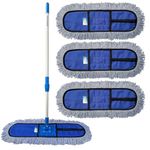 Livronic® Plastic Wet and Dry Cotton Floor Mop with 4Ft Long Handle with 360 Degree Movement Which Allows You to Clean Every Corners Easily with 3 Extra Microfiber Refill (Head 18-in,L) 3Extra Pad