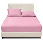 Easy Care 4ft Fitted Sheet Pink - Lightweight Small Double Fitted Sheet - Polycotton Bed Sheets Upto 25cm Deep - Elasticated Corners Bed Sheets & Mattress Sheets (120x190 cm)