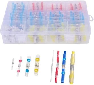 RINGSUN 100Pcs Electrical Connectors, Heat Shrink Butt Connectors, Solder Seal Wire Connectors, Waterproof Solder Seal Heat Shrink Wire Terminal Connectors Kit