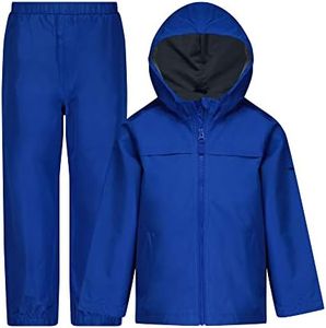 London Fog Boys Waterproof Rain Suit for Kids Hooded Jacket and Splash Pants Set, Blue, 6