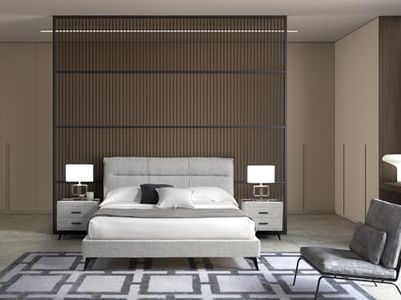 EVERGREENWEB - Letto Matrimoniale King Size 180x200 in tessuto Bouclè Bianco, Elegante Testiera Trapuntata - Letto di Design Moderno - Rete Ortopedica Removibile doghe di legno - Trieste