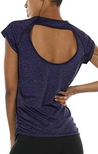 icyzone® Sport T-Shirt à Manches Courtes Femme Manches Courtes (M, Aubergine)