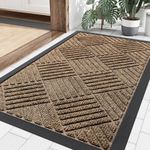 Smiry Front Door Mat Outside Entrance, Heavy Duty Outdoor Indoor Natural Rubber Doormat, Non Slip, Trap Dirt and Moisture, Easy Clean, Low Profile Patio Porch Entryway Mat, 29.5x17, Brown