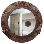 Nagina International Rustic Copper Shipwrecked Premium Nautical Porthole Mirror | Nautical Bathroom Mirrors (20 Inches, Aluminum Mirror)