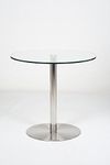 Round Glass Top Pedestal Table | Small Clear Glass Kitchen Dining Table | 80cm Modern Circular 2 - 4 Seater Breakfast Bistro Table | Target by Modern Furniture Direct