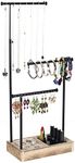 Becko Jewelry Organizer Stand Jewelry Tree Stand Jewelry Holder with Extendable Rods for Necklaces Bracelets Earrings and Rings (Black)