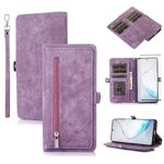 Asuwish Phone Case for Samsung Galaxy Note 10 5G Wallet Cover With Tempered Glass Screen Protector and Leather Flip Zipper Credit Card Holder Stand Cell Note10 Notes 10s Ten Not S10 Women Men Purple