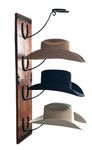 R828 Ranch Cowboy Hat Rack For Wall Mount (34.6” x 10.1” x 13.5”) | Wood Cowboy Hat Holder | Hanging Western Hat Rack w/Metal Accents | Customizable Hat Organizer w/Handmade Horseshoe Mounts