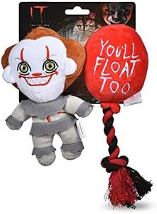 Warner Bros Horror IT Pennywise and Balloon “You’ll Float Too” Rope Dog Toy 2 Piece Set | IT Toy for Dogs for Halloween | Film Fan Gear for Pets, Movie Toy for Dogs