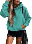 SHEWIN Womens Sweatshirts Casual Long Sleeve Fleece Hooded Pullover Sweatshirt Lightweight Cute Fall Tops Outfits Loose Hoodies for Women,US 12-14(L),Mint Green