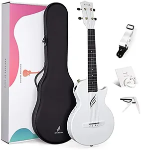 Enya Tenor Ukulele 26 Inch Carbon Fiber Acousticplus Cutaway Travel Ukelele for Beginner Bundle Kit Including Case, Strap, Capo and Strings（Nova UE Pro White）