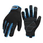 BARST Work Gloves Flexible Touchscreen Mechanic Gloves for Construction Yardwork Warehouse All Purpose Synthetic Leather Working Gloves for Women Men Blue Medium