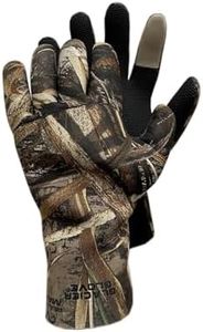 Glacier Glove Men's Aleutian Waterproof Fleece-Lined Blind Stitched Neoprene Gloves | Seamless Sharkskin Textured Palm, Realtree MAX-7, Large