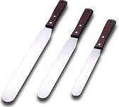 Straight Icing Spatula Stainless Steel Baking Set of 6", 8" & 10" Wooden Handle Cake Decorating Frosting Spatulas