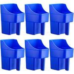 Baderke 6 Pcs Feed Scoop Plastic Enclosed Feed Scoop with Measure Marks Heavy Duty Durable Stackable Feed Scoop for Horse Goat Ranchers Livestock Homesteaders Feeding Supplies (Blue)