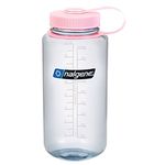 NALGENE Tritan Wide Mouth 32oz BPA-Free Water Bottle Clear w/ Pink Cap 32-Ounces