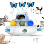 CATISM 4 in 1 Interactive Cat Toys for Indoor Automatic Cat Feather Toys for Cats Kitten Toys Upgrade USB Rechargeable Electronic Smart Pet Cat Toy Gift