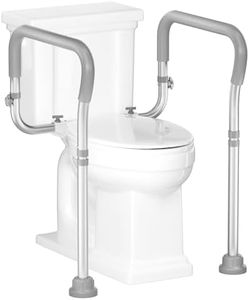 HOMLAND Toilet Safety Rail for Seniors with Adjustable Height & Width, Toilet Safety Frame with Handles, 350LB Toilet Support Rail for Handicap and Disabled, Grey