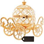 Matashi 24K Gold Plated Crystal Studded Large Cinderella Pumpkin Coach Ornament Tabletop Showpiece Centerpiece for Living Room Bedroom Gift for Christmas Valentine's Day Mother's Day Birthday