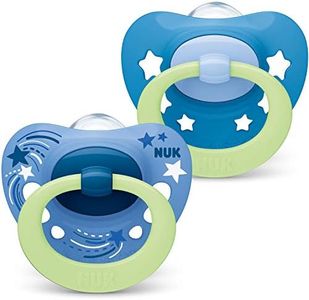 NUK Signature Night Baby Dummy | 18-36 Months | Glow in The Dark Soothers | BPA-Free Silicone | Blue Stars | 2 Count