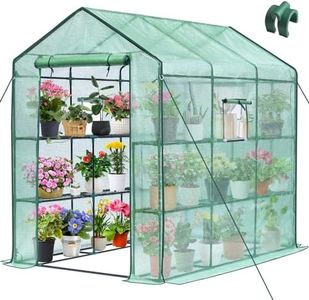 Greengro Greenhouse, 56 x 85 x 75'' Greenhouses for Outdoors, Portable Greenhouse Kit with Mesh Side Windows, PE Cover, 8 Shelves, Heavy Duty Walk in Green House for Backyard Garden Indoor Outside