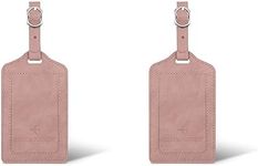 2Pcs Leather Luggage Tags with Flap & Strap, Name ID Card for Luggage Suitcase, Sturdy Travel Bag Tags Identifier, Baggage Labels Personalized for Women Men, Cruise Ships (Pink)