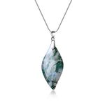 COAI 925 Sterling Silver Necklace Moss Agate Leaf Amulet Pendant Necklace for Women