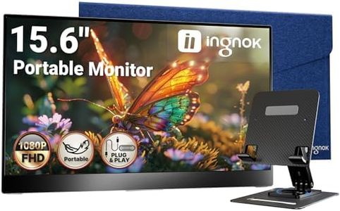 Ingnok Portable Monitor, Ultra Slim 15.6 Inch FHD IPS Laptop Screen Extender with Adjustable Stand, USB C Compatible, Ideal for Travel and Office