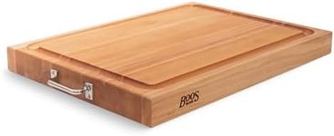 John Boos Block Large Reversible Wood Cutting Board w/Metal Handles, 24"x18"x2.25", Maple
