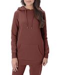 M17 Womens Ladies Plain Hoodie Pullover Longline Hoody Soft Casual Hooded Sweatshirt Top Long Sleeve Jacket Jumper (L, Chocolate Brown)