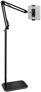 BluuSuuk Soporte para Tablet de Suelo con Brazo Plegable Ajustable, Soporte Tablet para iPad iPhone iPad Air Mini Kindle Samsung Tab u Otros Teléfono Móvil o tabletas de 4,7"-12,9" -Negro