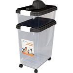 Yorkshire Homeware 3 Piece Airtight Dog Food Storage Container Combo With Measuring Scoop Plastic Pet Dog Cats Animal Dry Food Dispenser (Black)