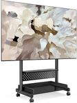 FITUEYES TV Stand with Wheels for 40 to 85 inch LED LCD Flat Screen, Corner TV Stand Mount with Storage, Peg Board & Wooden Shelf TV Console Black