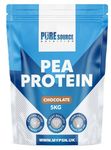 Pure Source Nutrition 100% Vegan Pea Protein Isolate 5KG / 5000g Chocolate Vegetarian Protein Powder Shake in Resealable Pouch by PSN