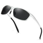 Myiaur Polarized Sunglasses for Men, Metal Wrap-Around Frame, UV400 Protection for Driving Fishing Running & Daily use