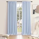 DONREN Room Darkening Sliding Door Curtains - Thermal Insulated Solid Blackout Extra Wide Patio Glass Door Drapes (Light Blue, W 60 x L108, 2 Panels)