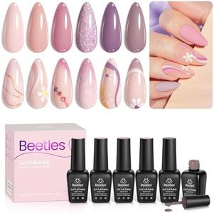 beetles Gel Polish Gel Nail Polish Set 6 Colors Purple Neutral Nude Pink Glitter Gel Polish Vintage Rose Collection Soak off Uv Led Gel Polish Kit Valentine's Day Girls Spring Nail Polish