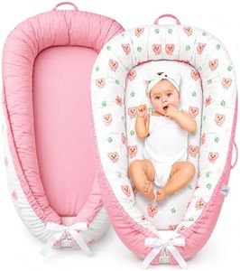Baby Lounger for Newborn 0-24 Months – Breathable & Soft Baby Nest – Reversible, Lightweight & Portable Infant Lounger for Baby Girl & Boy - Baby Floor Seat for Home & Travel by Leosole (Blush Bear)