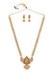 ZAVERI PEARLS Antique Gold Tone Bridal Collection Long Temple Necklace & Earring Set For Women-ZPFK18575