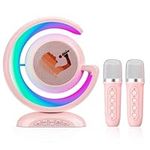 Exsivemy Kids Karaoke Machines for Girls with 2 Wireless Microphone, Karaoke Machine Kids Adults with Voice Changing and LED Lights, Boys Girls Birthday Party Toys Gifts (Pink)