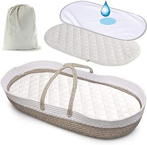 Megaser® Cesta Cambiador Bebé Portátil y Plegable para Cambiar Pañales, Colchón + Funda Extraíble + Protector Extra Impermeable + Bolsa de Viaje, 100% Algodón Natural para Recién Nacido